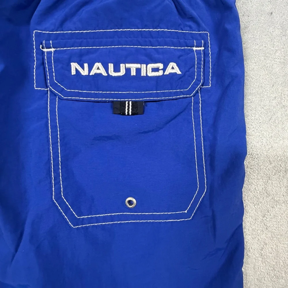 Nautica Men Size Small W30 Blue Swim Trunks Board Short Elastic Waist Mesh Lined